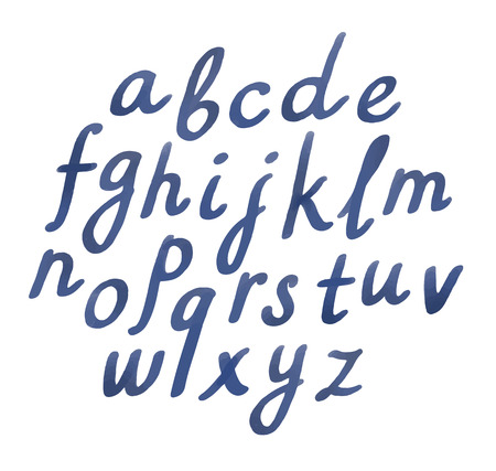 Set of handwritten watercolor letters isolated on white. Elegant cursive lowercase symbols.のイラスト素材