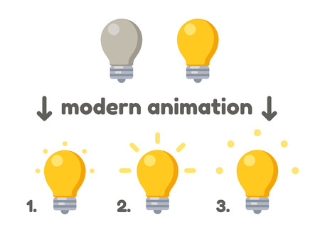 Lightbulb icon turning on animation frames. Modern vector style.のイラスト素材