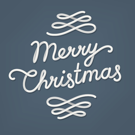 Merry Christmas greeting card with hand drawn lettering in vintage style. Vector illustration.のイラスト素材