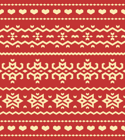 Christmas sweater seamless pattern set, traditional winter ornaments. Vector design elements.のイラスト素材