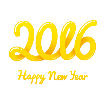 Happy new year 2016 hand lettering text design. Vector illustration.のイラスト素材