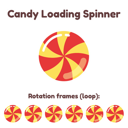 Spinning candy freeloader for game, app or website. Cute loading progress animation, flat style.のイラスト素材