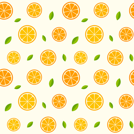 Seamless pattern with oranges and leaves. texture illustration.のイラスト素材
