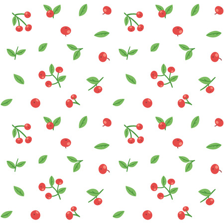 Seamless pattern with cranberries and leaves. Elegant red berries texture.のイラスト素材