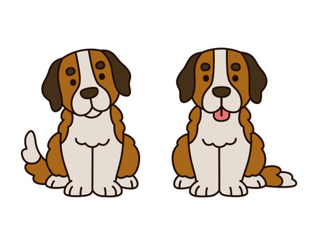 Cute Saint Bernard puppy. Adorable cartoon dog illustration.のイラスト素材