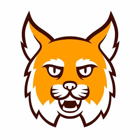 Angry cartoon mascot head. Comic style wildcat isolated illustration.のイラスト素材