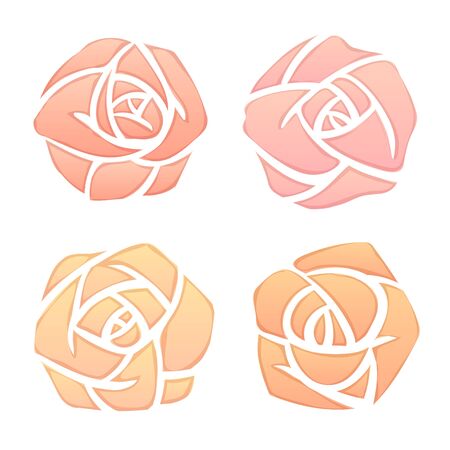 Set of simple elegant roses, watercolor painting imitation.のイラスト素材