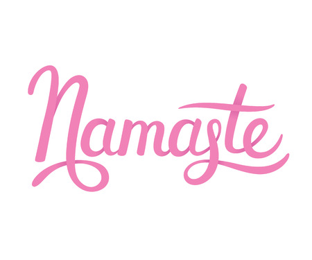 Hand drawn Namaste lettering (Indian greeting, Hello in Hindi) Stylish cursive handwriting, modern calligraphy. Isolated vector illustration.のイラスト素材