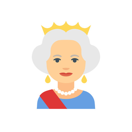 Cute flat icon of queen with crown, vector illustration.のイラスト素材