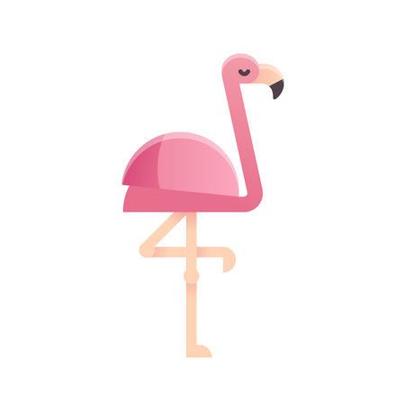 Pink flamingo in modern flat geometric style. Isolated vector illustration.のイラスト素材