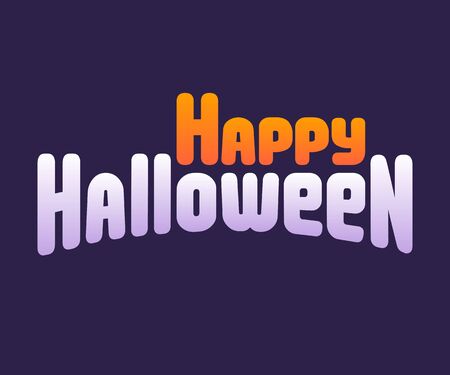 Happy Halloween poster or greeting card. Bright cartoon text on purple background.のイラスト素材