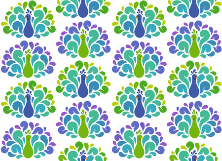 Abstract Peacock seamless pattern. Beautiful stylized birds texture.のイラスト素材