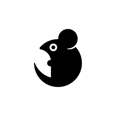 Simple stylized cartoon mouse icon. Geometric rat silhouetteのイラスト素材