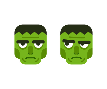 Cartoon monster head. Halloween vector illustration in simple flat style.のイラスト素材