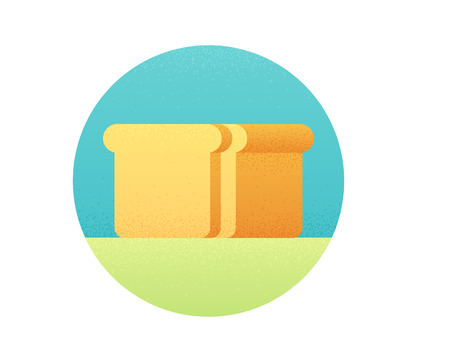 Bread loaf icon with slice. Vector illustration with vintage texture.のイラスト素材