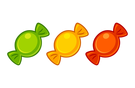 Set of candy icons. Bright cartoon vector illustration.のイラスト素材