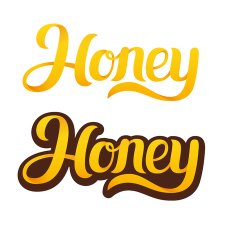 Honey lettering text. Hand drawn calligraphy vector illustration.のイラスト素材
