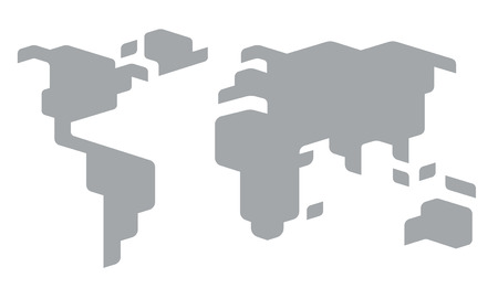 Stylized world map vector illustration. Simplified continent outlines.のイラスト素材