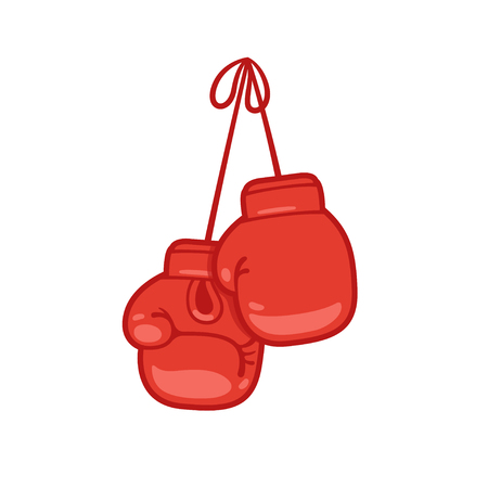 Hanging boxing gloves cartoon vector illustration.のイラスト素材