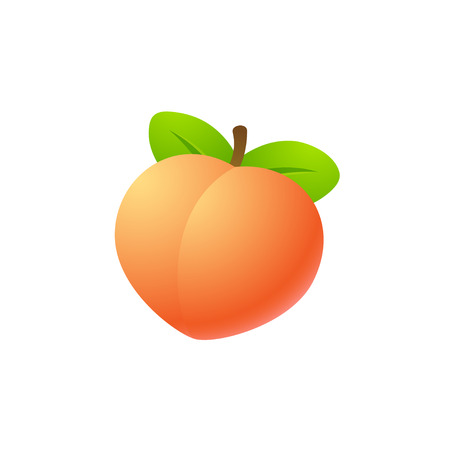 Bright cartoon heart shaped peach icon. Isolated vector illustration.のイラスト素材
