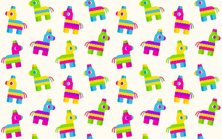 Seamless pattern of cartoon pinatas. Tileable vector background.のイラスト素材