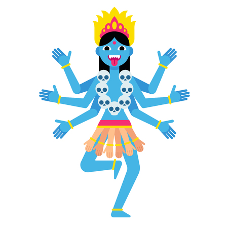 Hindu goddess Kali. Cartoon vector illustration in modern flat vector style.のイラスト素材