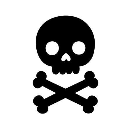 Cartoon skull and bones silhouette. Isolated vector illustration.のイラスト素材