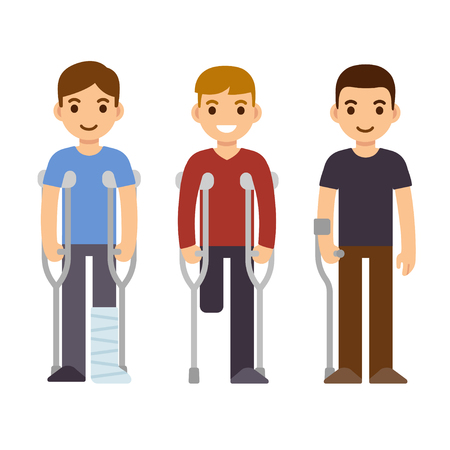 Disability and trauma cartoon people set.のイラスト素材