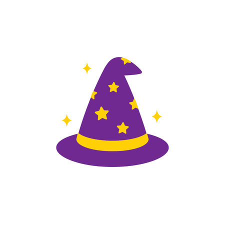 Simple cartoon wizard hat icon, vector illustration.のイラスト素材