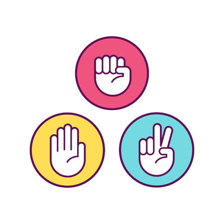 Rock Paper Scissors icons. Isolated vector illustration.のイラスト素材