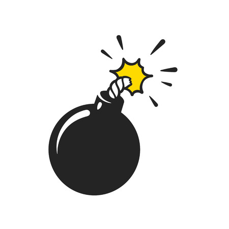 Cartoon comic style bomb illustration. Classic black ball grenade isolated vector clip art.のイラスト素材