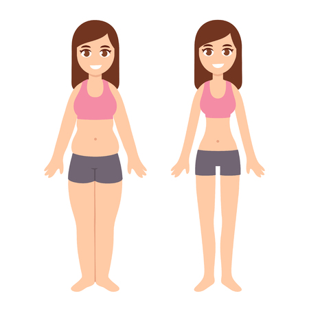 Cute cartoon woman in fitness clothesのイラスト素材