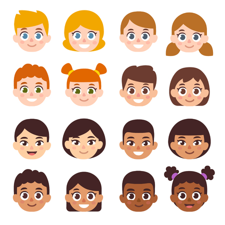 Cartoon children avatar set.のイラスト素材