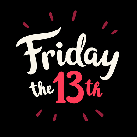 Friday the 13th, hand drawn lettering. Vector illustration for banner or poster.のイラスト素材
