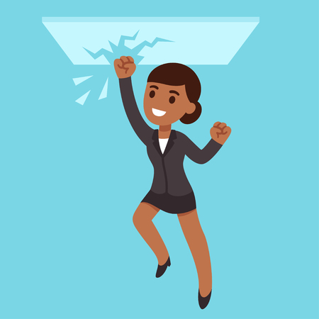 Black business woman breaking glass ceilingのイラスト素材