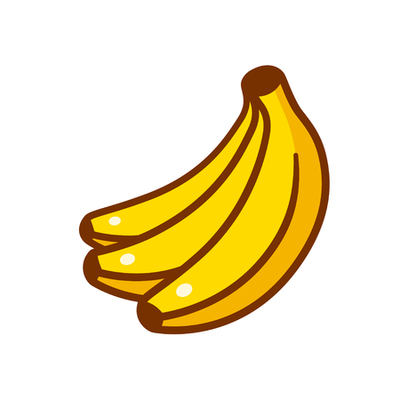 Cartoon bunch of bananas drawing. Comic style vector illustration isolated on white.のイラスト素材
