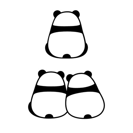 Cute and simple cartoon drawing of pandas vector illustration setのイラスト素材