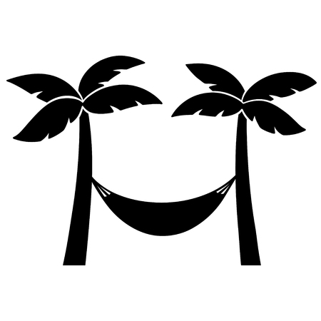 Hammock silhouette between two palm treesのイラスト素材