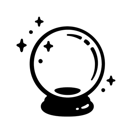 Magic crystal ball icon. Black and white fortune telling glass globe.のイラスト素材