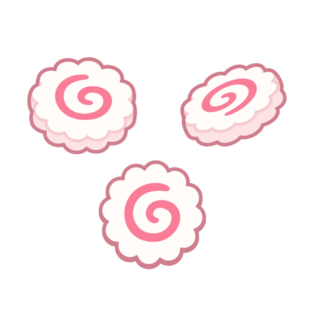 Narutomaki, Japanese surimi fish cakes. Isolated vector illustration.のイラスト素材
