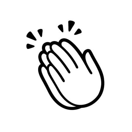 Clapping hands emoji symbol, applause icon. Simple black and white vector illustration.のイラスト素材