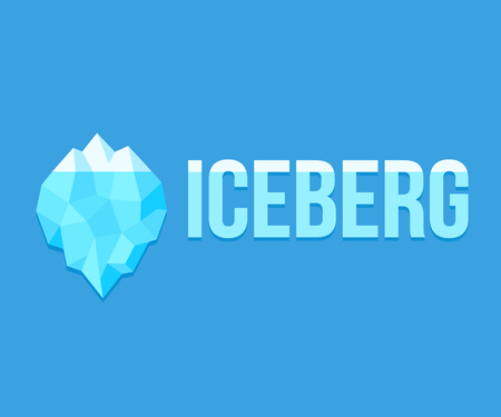 Iceberg logo with text on blue background. Simple geometric polygonal design. Vector illustration.のイラスト素材
