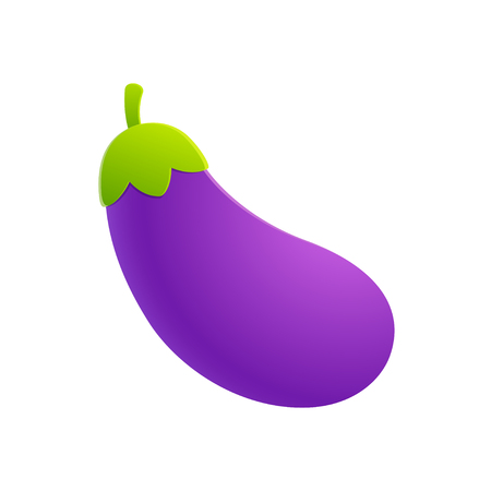 Cartoon eggplant emoji icon, aubergine symbol. Isolated vector vegetable clip art illustration.のイラスト素材