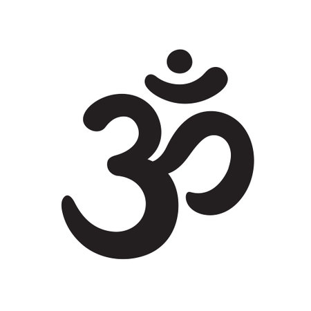 Aum sign, sacred religious symbol in Hinduism, hand drawn with soft round brush. Sanskrit mantra Om.