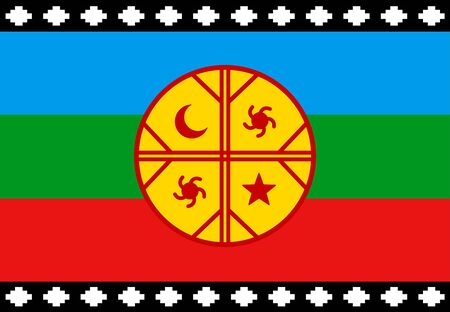 Mapuche flag, emblem of the Mapuche Nation in Chile and Argentina, symbol of Chilean protests. Vector design illustration.のイラスト素材