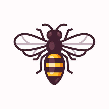 Vector bee icon. Simple cartoon illustration, geometric flat design.のイラスト素材