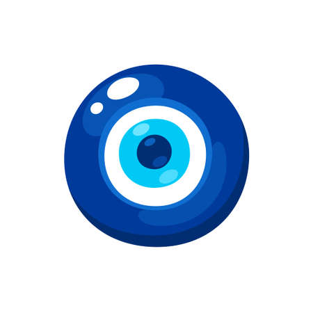 Nazar Boncugu, Turkish Evil Eye amulet. Glass eye charm, protection symbol. Isolated vector clip art illustration.のイラスト素材
