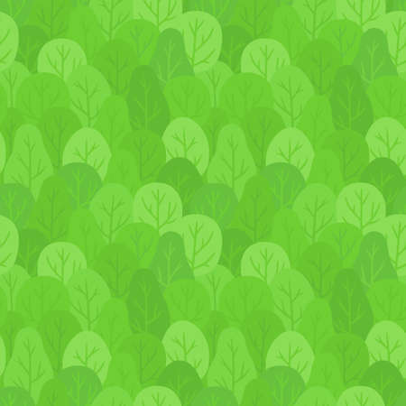 Seamless forest background. Repeating pattern of hand drawn bright green trees. Vector clip art illustration.のイラスト素材