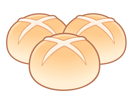 Hot cross buns drawing. Simple cartoon vector illustration.のイラスト素材