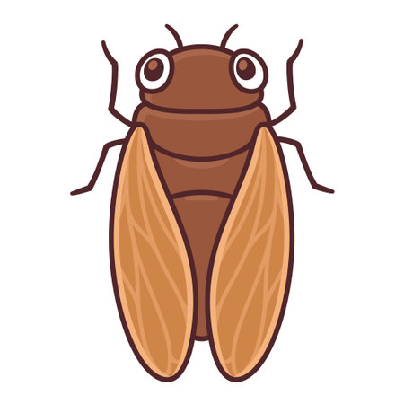 Cute cartoon cicada drawing, vector clipart illustration.のイラスト素材
